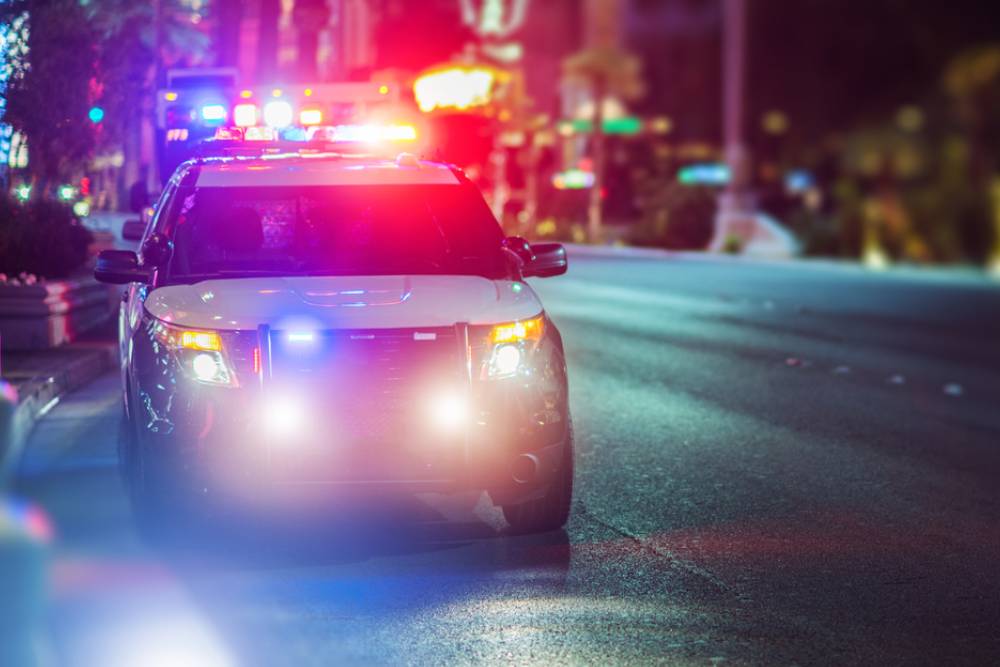 police car with flashing lights